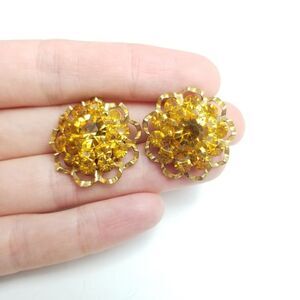 Vintage Orange Rhinestone Cluster Scatter Pins Brooch, Retro Estate Style